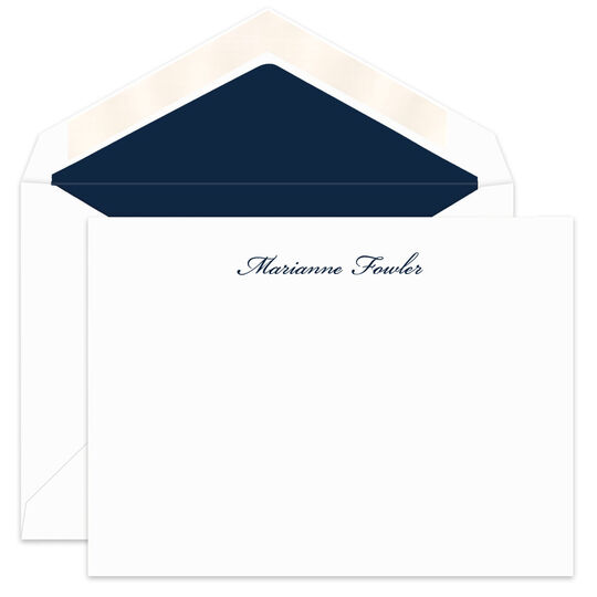 Script Petite Flat Correspondence Note Cards - Raised Ink